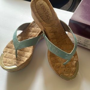 me Too Blue Patent Leather Sandals